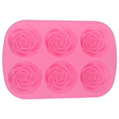 

Greensen 6-Cavity Rose-Shaped Silicone Pudding Chocolate Cake Mold Microwave Freezer Safe Pink
