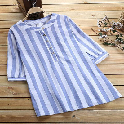 

Womens Dress Ladies Summer Stripes Blouse Dress Fashion Printed T-Shirts