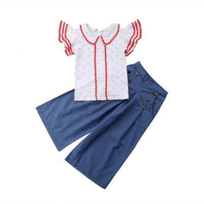 

New Summer Baby Girls Kids T Shirt Tops ClothesPants Jeans Outfit Set