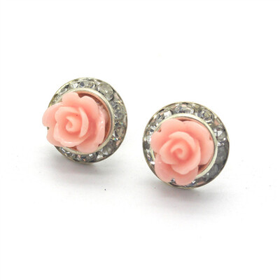 

Olaru Jewelry 6 Colors Korea Rose Duoble Sides Stud Earring Female Crystal Small Cute Holder Earrings Hooks Sale C-P52