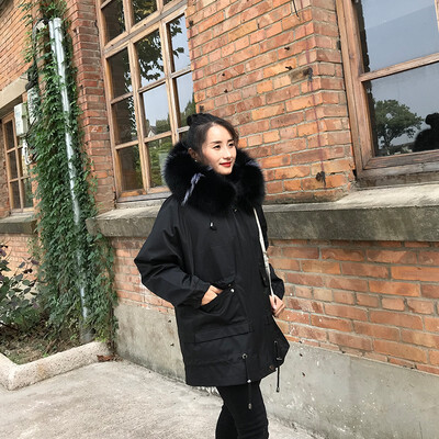 

Whole skin lazy rabbit hair cut liner windbreaker school to overcome 2019 winter new long section two pieces of detachable heavy w