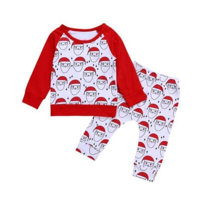 

Newborn Baby Boy Girl Christmas Santa Claus Tops Pants 2PCS Outfits Clothes