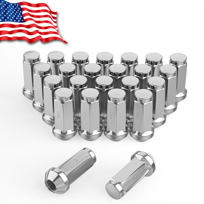 

24 Chrome 14x20 Wheel Lug Nuts Bulge Acorn Closed End for 1999-2014 Ford F-150