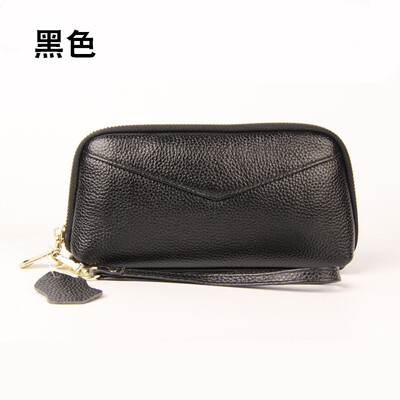 

First layer cowhide 2019 womens leather long wallet fashion sewing thread large capacity clutch bag shell bag
