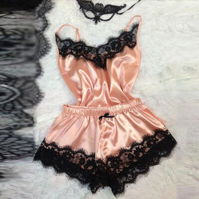 

Ladies Sexy Lingerie Sleeve Lace Loungewear Pajamas Camisole Tops Shorts Pants