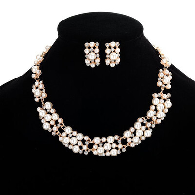 

Fashion Jewelry Set Necklace Statement Stud Earrings Women Pearls Jewelry Set