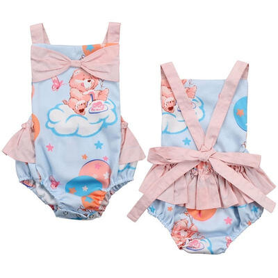

Newborn Infant Fashion Bowkont Bear Print Tutu Romper Clothes