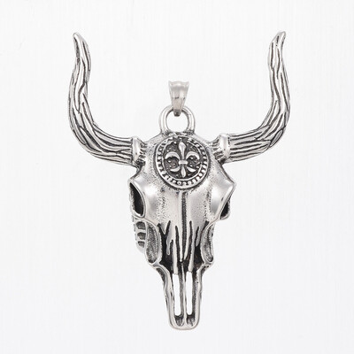 

304 Stainless Steel Big Pendants Goats Head Antique Silver 64x48x18mm Hole 6mm