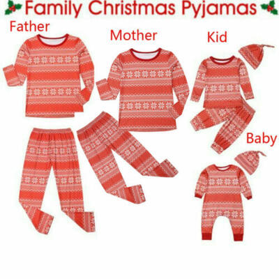 

Christmas Family Matching Striped Pajamas Set Adult Kid Nightwear Sleepwear Sets
