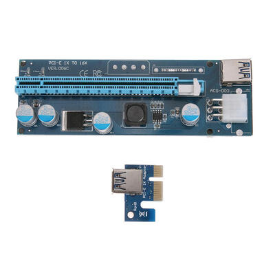 

PCI-E 1X to 16X Extender Riser Card 6Pin Cable with LED Light for BTC Miner