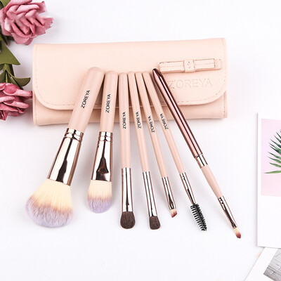 

〖Follure〗7 Pcs Fiber Brush Wooden Handle Rod Bow Blush Brush Eye Brush Makeup Set Brush