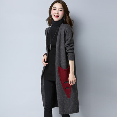 

Sweater women 2018 fall new autumn winter cardigan Korean version of the sweater knitted sweater loose in the long style