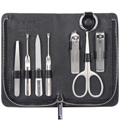 

Korea Kowell Han Kewei nail clipper import stainless steel nail clippers personal care repair capacity combination 7 piece set KC713 black