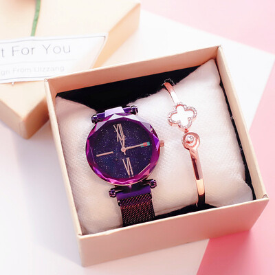 

Lazy Watch Woman Waterproof Iron Absorbing Magnet Watchband Vibration Net Red Star Sky Fashion Atmospheric Woman