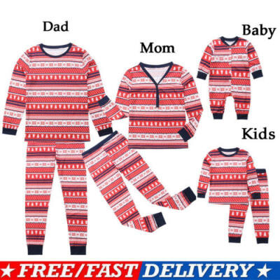 

New Family Matching Adult Kids Christmas Pyjamas Xmas Nightwear Pajamas PJs Sets