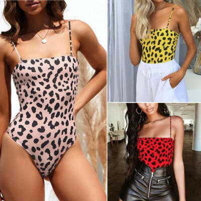 

Sexy Womens Bodycon Bodysuit Leopard Romper Jumpsuit Top Leotard Sleeveless US