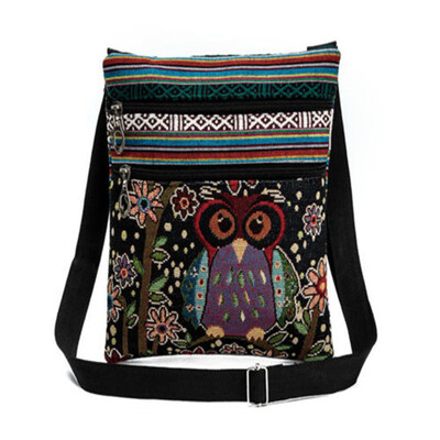 

2018 New Style Fashion Retro Owl Print Diagonal Flap Package Shoulder Bags Mini Packet Zipper Messenger Bag