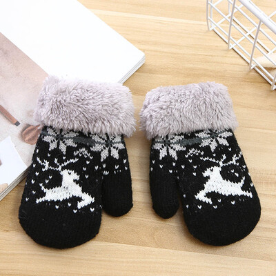 

Cute Knitted Girls Kids Children&39S Thick Full Finger Gloves Christmas Elk Mittens
