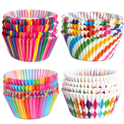 

100Pcs Colorful Rainbow Cupcake Cake Case Muffin Baking Cup Birthday Party Decor