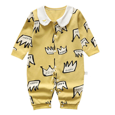 

Cute Newborn Baby Boys Girls Romper Crown Letters Print Long Sleeve Autumn Winter Cotton Rompers Kid Jumpsuit Outfits Clothing