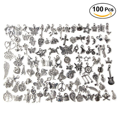 

Greensen 100pcs Mixed Pattern Tibetan Silver Charm Accessories Parts Pendants Craft Making Accessories Findings