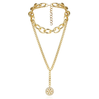

Sweater chain openwork disk long Necklace For Women Choker Minimalist Beads Chain Multi Layered Necklaces Fashion Jewelry
