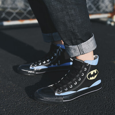 

Autumn Hong Kong wind mens shoes hand-painted graffiti high-top canvas shoes Baitie Batman Gaobang board shoes summer trendy shoe
