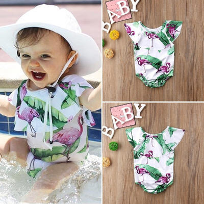 

Kids Baby Girl Flamingo Flower Ruffle Swimsuit Swimwear Bikini Beachwear Clothes