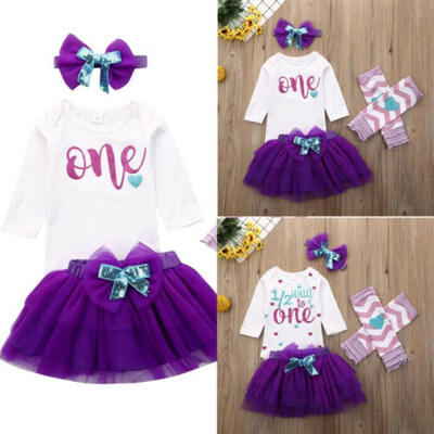 

New Baby Girl Romper T-Shirt Tops Pleated Skirt One Years Birthday Dress Outfits