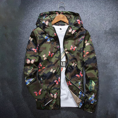 

Mens Printed Plus Size Jacket Tops Casual Zipper Long Sleeve Coats Hooded Tops