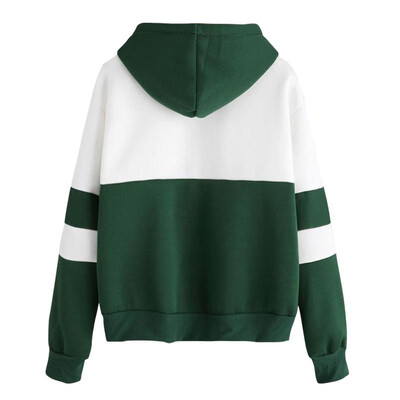 

Women Hoodies Hooded Sweatshirt Color Splicing Long Sleeves Front Pockets Pullovers Outwear