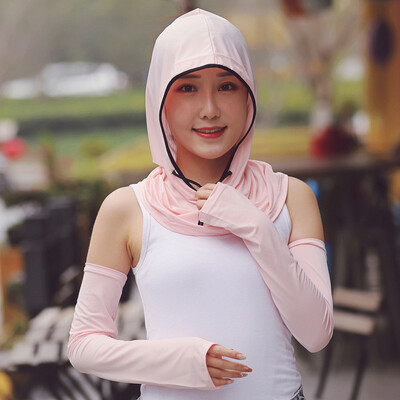 

Korean version of the stylish summer new womens ice silk sun hat simple set of solid color UV-proof dust-proof sun hat