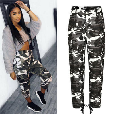 

Womens Camo Cargo Trousers Pants Military Army Combat Camouflage Jeans Plus Size