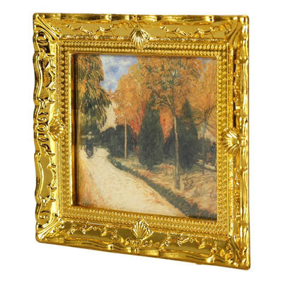 

Greensen 112 Dollhouse Miniature Modern Home Room Wall Picture Oil Painting Autumn Gold Frame Decor