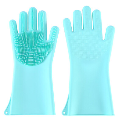 

1 Pair Silicone Dish Washing Gloves Anti-slip Scrubber Kitchen Bathroom Cleaner