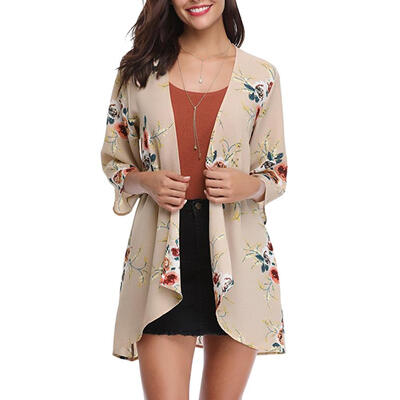 

Women Casual Vintage Cardigan Ladies Summer Chiffon Floral Print Blouse Top