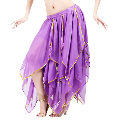 

Roseonmyhand Women Sequin Side Split Skirt Chiffon Belly Dance Performance Skirt