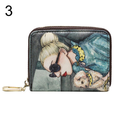 

Cute Cartoon Women Purse Coin Card Cash Holder Zipper Faux Leather Short Wallet