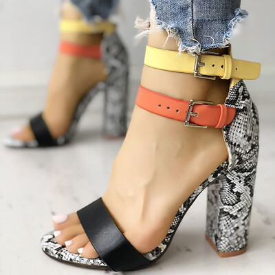 

Rose Womens Ladies Fashion Mixed Colors High Heels Buckle Sandals Casual Shoes