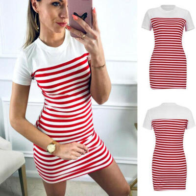 

Women Beach Sundress Summer Evening Party Short Sleeve Casual T-Shirt Mini Dress