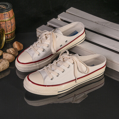 

Comet EVENSTAR 1970s Mens Slippers Wear Half Slippers Mens Korean Edition Canvas No Lazy One Feet