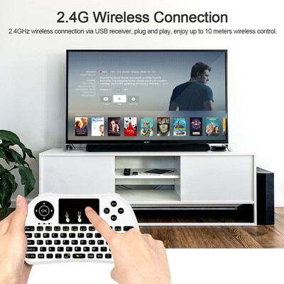

P9 24G RF Wireless Keyboard Flash Blacklit Keyboard w Touchpad Mouse Combo Multimedia Keys Handheld Remote Control for Android T