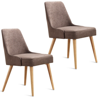 

Set of 2 Accent Upholstered Seat Elegant Dining Side Chairs-Brown