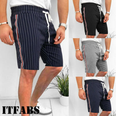 

US STORK Mens Striped Short Pants Summer Casual Gym Sports Training Shorts
