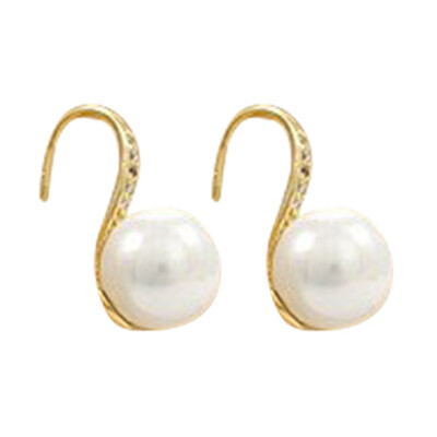 

New Design Simple Simulated Pearl Ear Jewelry Gold-Color Drop Earrings for Women High Quality Crystal Earring Free Shipping