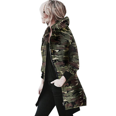 

Toponeto Womens Hooded Long Sleeve Coat Jacket Windbreaker Camouflage Outwear