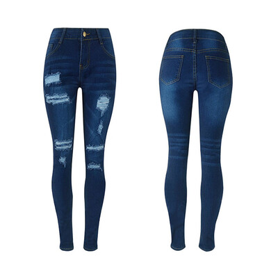 

〖Follure〗Womens Denim Ripped Pencil Pants Stretch Cotton Skinny Slim Trousers