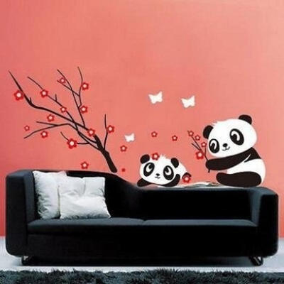 

Hot Baby Panda Wall Sticker Decor&ampampampCherry Blossom Flower Branch Decal Art Decal
