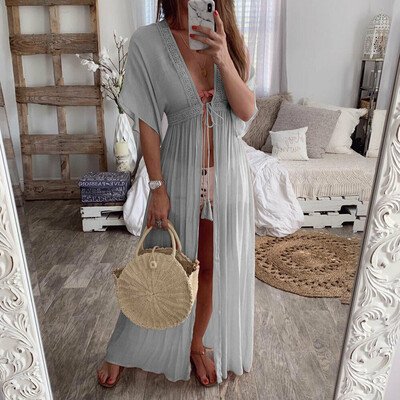 

2019 Women Summer Bathing Suit Chiffon Bikini Cover Up Swimwear Beach Long Dress