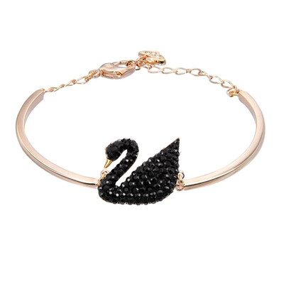 

Fashion Luxury Zircon Crystal Silver Plated Swan Bangle Bracelet